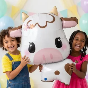 Cute Cow foil shape balloon 33 inch 84cm, farm barnyard animal-themed party balloon NZ — Balloons4you Silverdale Auckland