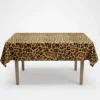 Leopard print plastic tablecover 137cm x 274cm draped on a trestle table, animal-print safari jungle party tableware NZ — Balloons4you Silverdale Auckland