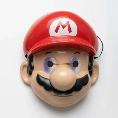Mario plastic party mask 23.5cm x 20.3cm, red cap character mask for Super Mario themed birthday parties NZ — Balloons4you Silverdale Auckland