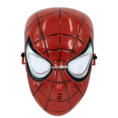 Spiderman plastic party mask 23.5cm x 20.3cm, red spider web design superhero mask for Spiderman-themed birthday parties NZ — Balloons4you Silverdale Auckland