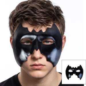 Black bat-shaped superhero eye mask with pointed ears