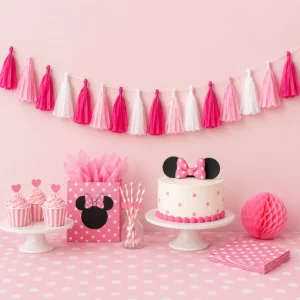 Mickey Minnie Mouse Party tissue paper tassel garland for a party display