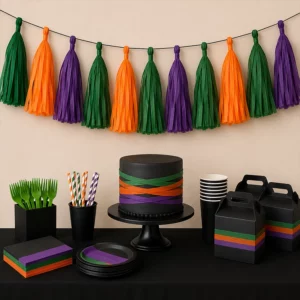 Ninja Party tissue paper tassel garland for a party display