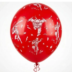Red Rise of the TMNT printed latex balloon with white character artwork