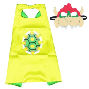 Yellow Bowser costume cape with matching character eye mask