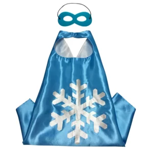 Blue Frozen snowflake costume cape with matching eye mask