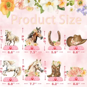 Sizes of floral horse honeycomb table centrepieces