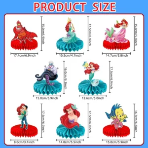 Sizes of Little Mermaid honeycomb table centrepieces