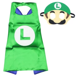 Green Luigi costume cape with matching character eye mask