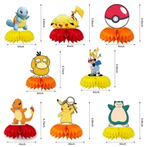 Sizes of Pokemon character honeycomb table centrepieces
