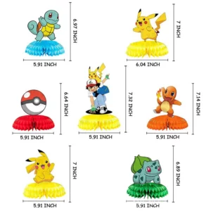 Representative sizes of Pokemon Style C honeycomb table centrepieces