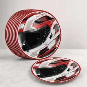 Ten 9 inch racing helmet paper party plates