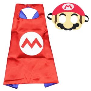Red Super Mario costume cape with matching character eye mask