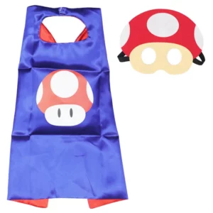 Blue Toad costume cape with matching mushroom character eye mask