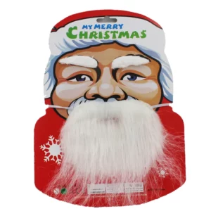 White Santa costume eyebrows and beard set on Christmas packaging