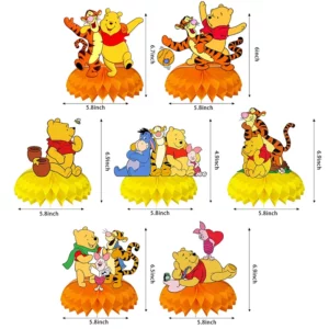 Sizes of Winnie the Pooh honeycomb table centrepieces