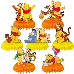 Winnie the Pooh character honeycomb table centrepieces