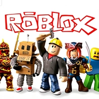 Roblox characters with red Roblox logo